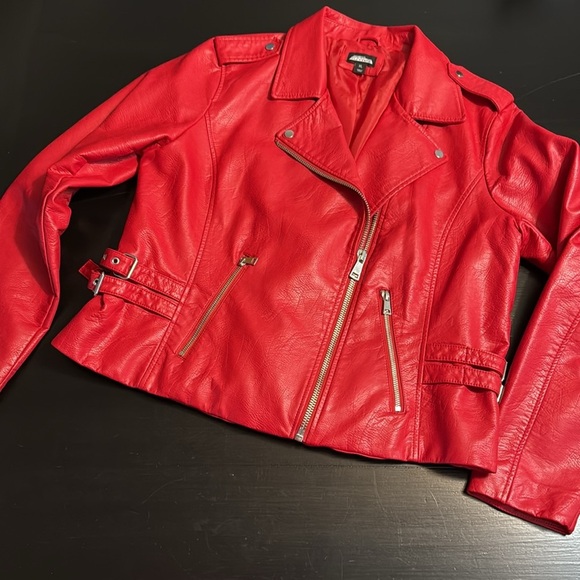 Project runway Red Vegan Leather Women's Jacket - Picture 1 of 5